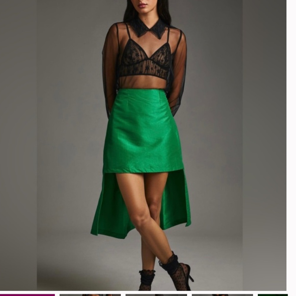 Anthropologie Maeve Kelly Green asymmetrical  Skirt Size 6